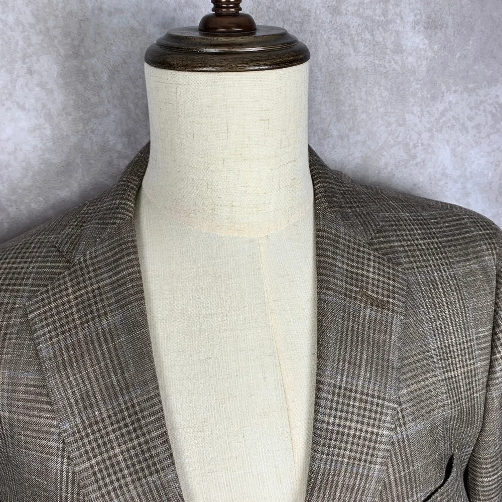 Brooks Brothers Blazer Jacket Men 46L Linen Silk Sport Coat Saxxon Regent